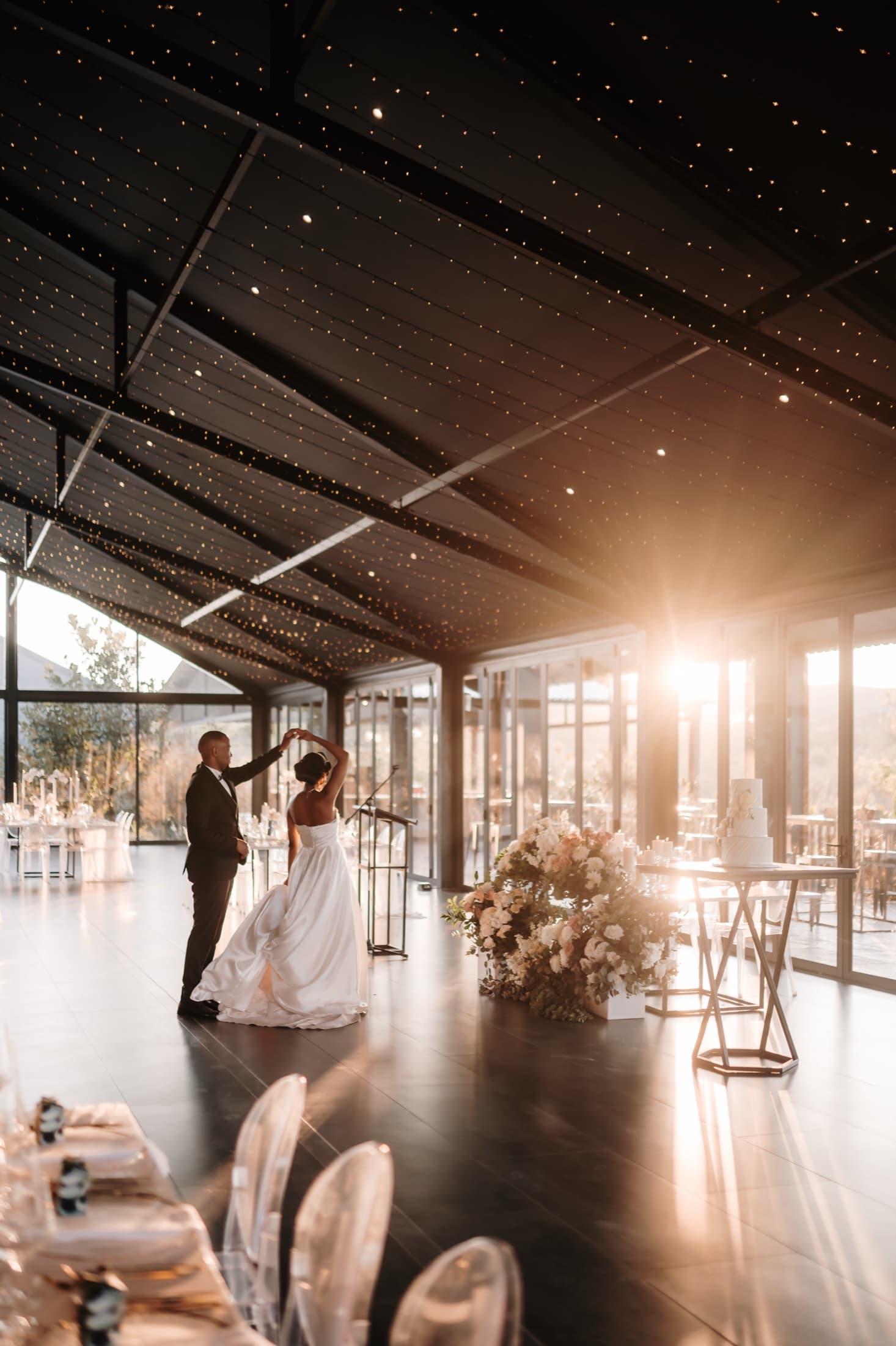 A first dance beneath the starlit ceiling